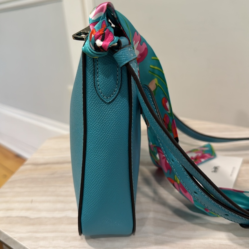 Coach Bag Teal Blue Leather Crossbody Bag with Silver Accents Hardware - Picture 7 of 17